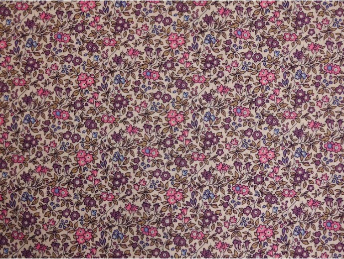 Printed Cotton Poplin Fabric -  Vintage Violets